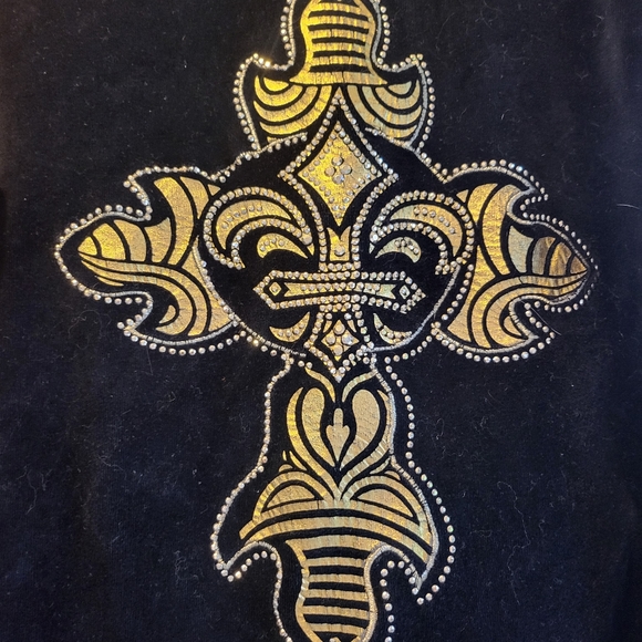 BCBGMAXAZRIA Black & Gold Velvet Track Suit Jacket with Zipper - Picture 5 of 9